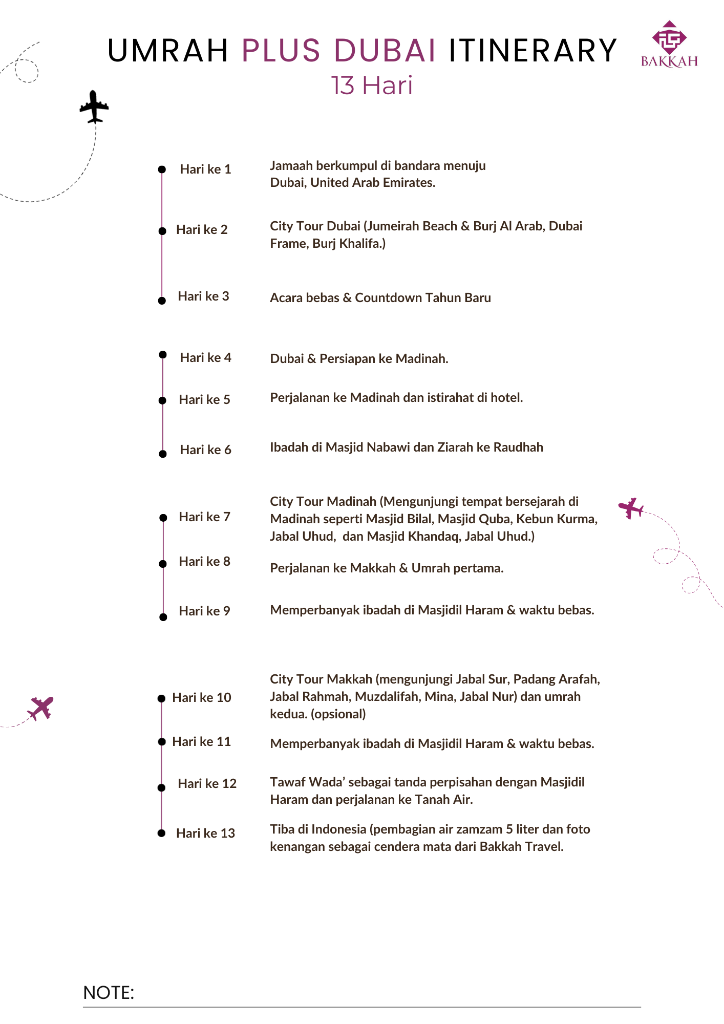 Gambar itinerary layanan Umrah Plus Dubai 13 Hari
